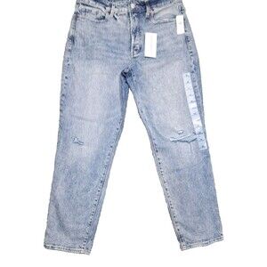New Old Navy Jeans Womens Sz 10 O.G. Straight Leg Denim Blue Stretch Buttonfly